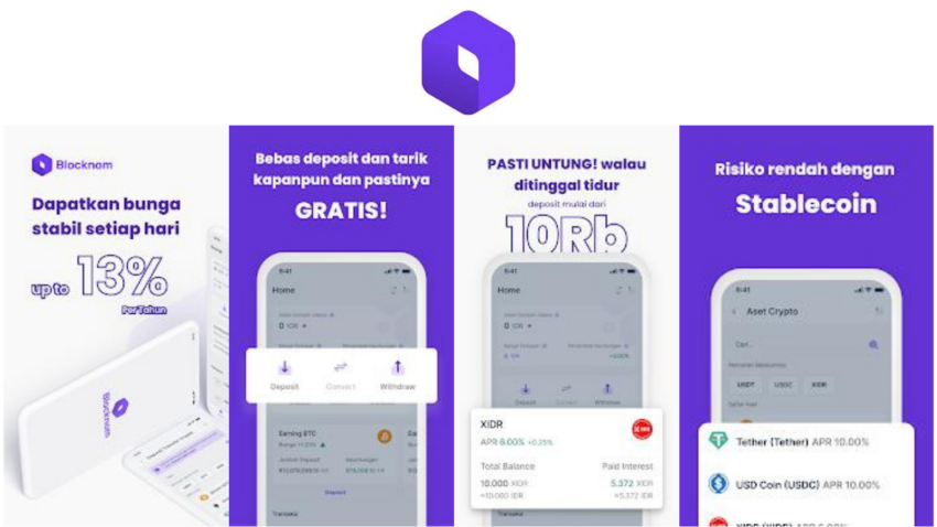 Tampilan Aplikasi Startup Crypto Blockcnom