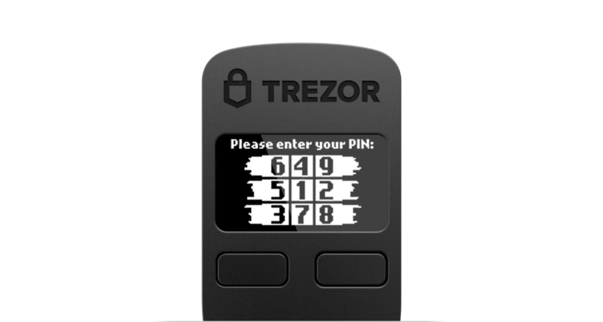 Contoh tampilan matriks 3x3 untuk mengeset PIN di Trezor